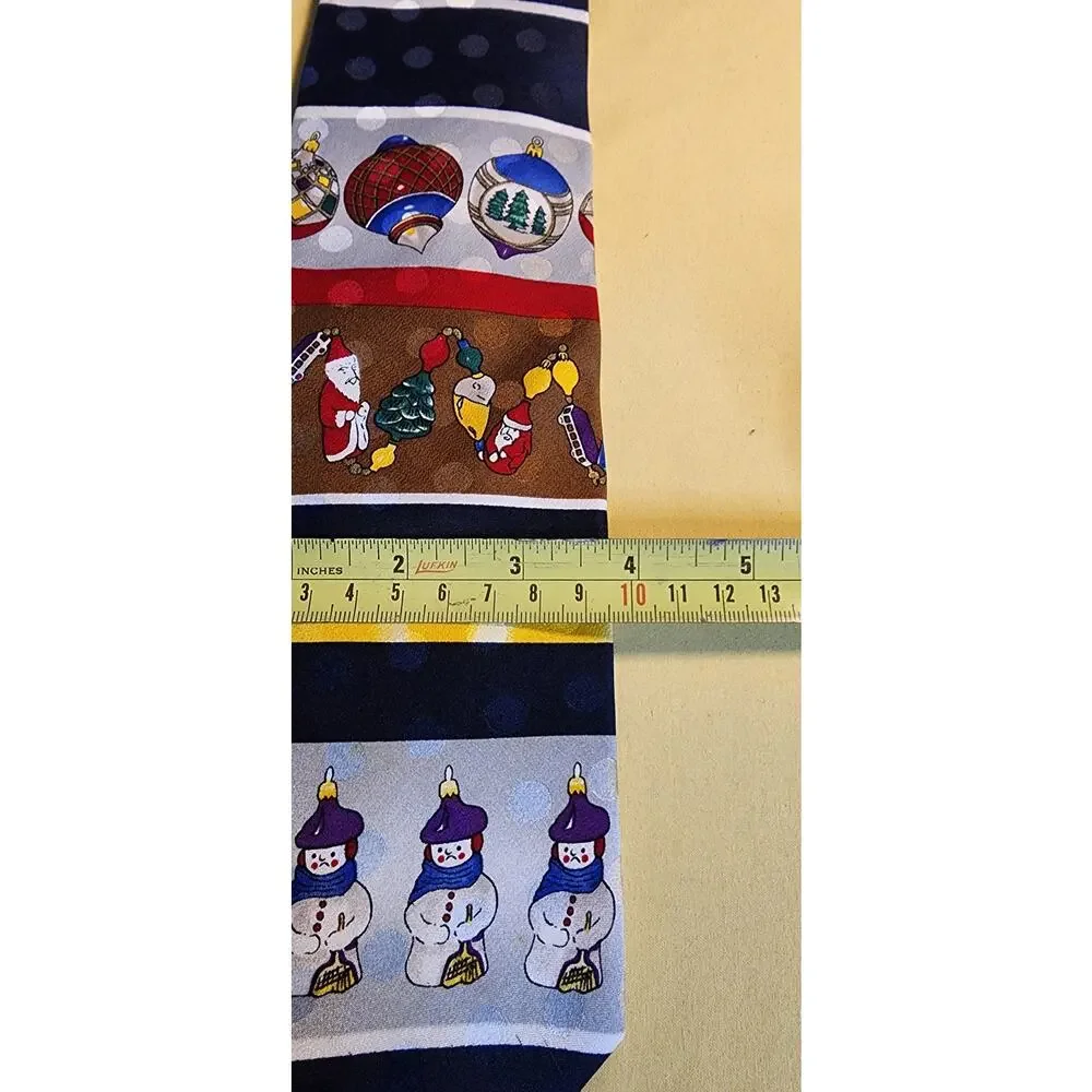 Meeting Street Christmas Holiday Santa‎ Ornaments Snowmen Silk Tie